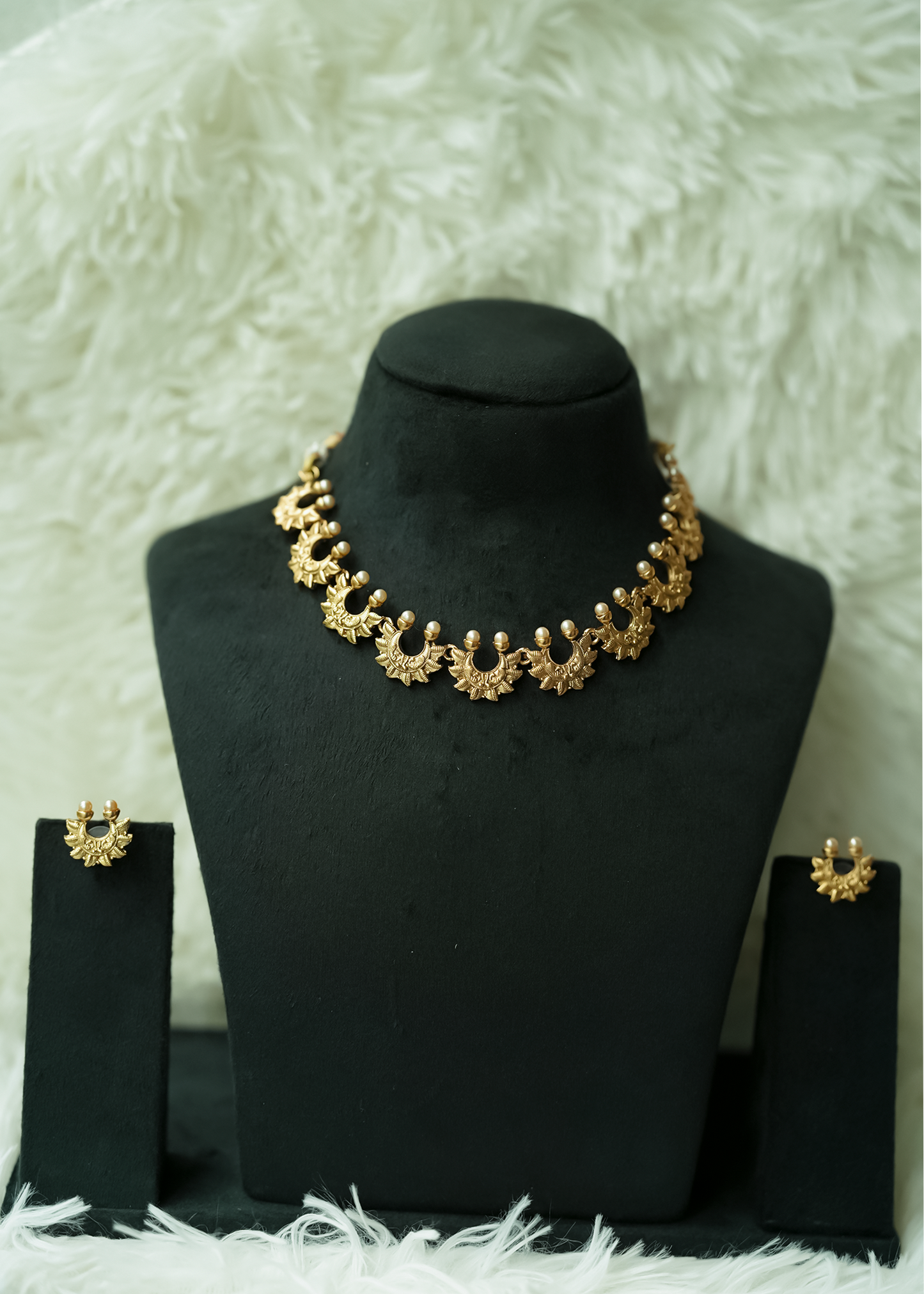 Antique Half Moon Matte Necklace