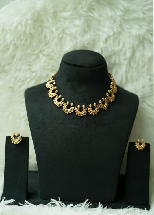 Antique Half Moon Matte Necklace