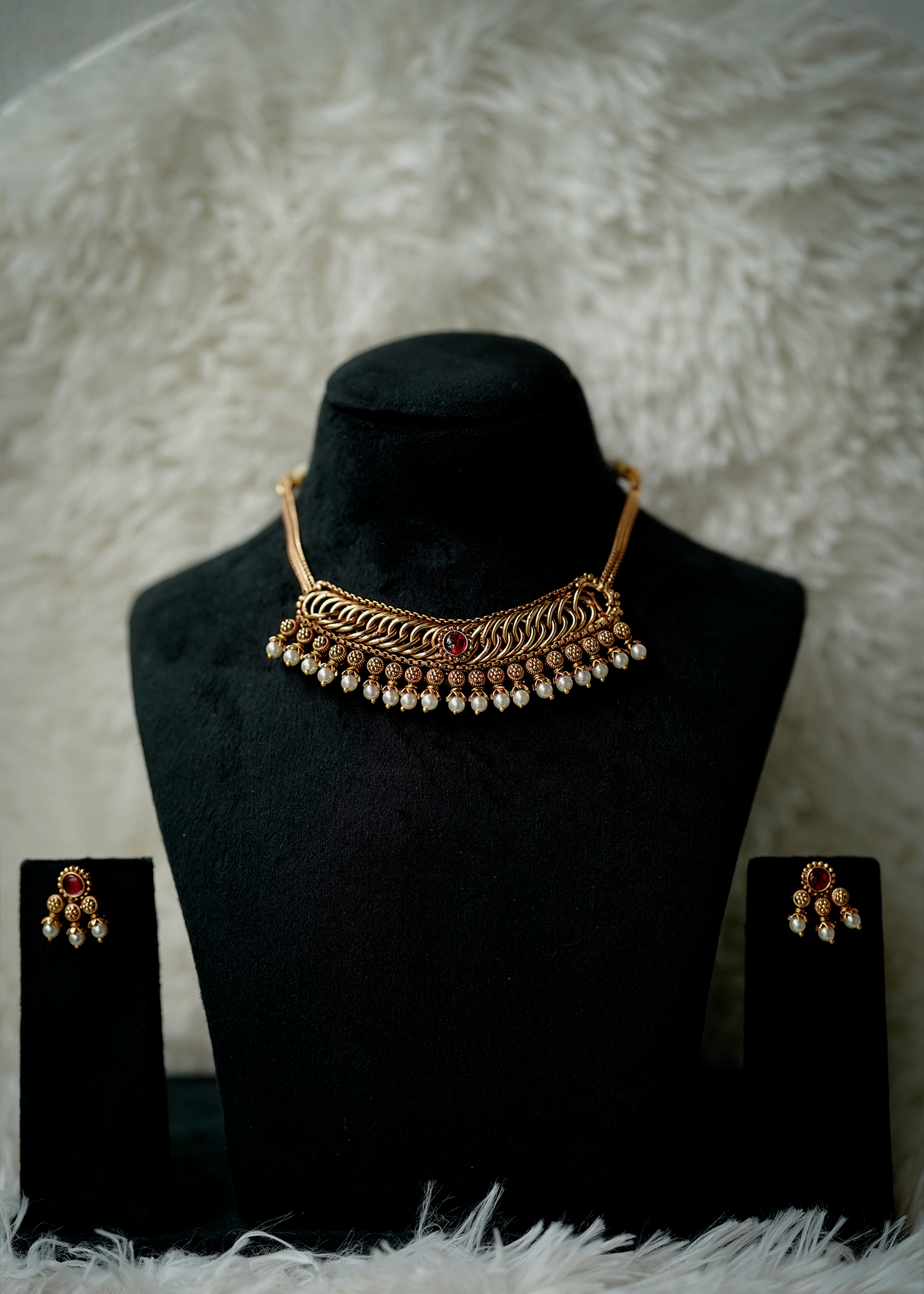 Single Ruby Stone Choker set